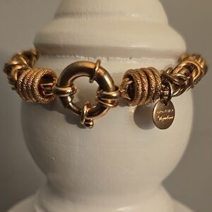 Gold Bracelet with Textured Links